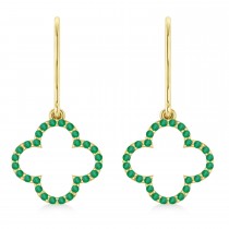 Emerald Clover Drop Earrings 14K Yellow Gold (0.56ct)