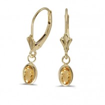 Oval Citrine Leverback Drop Earrings in 14K Yellow Gold (0.90ct)