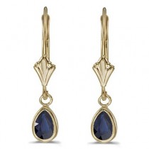 Pear Blue Sapphire Drop Dangling Earrings 14k Yellow Gold (0.90ct)