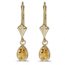 Bezel-Set Pear Citrine Dangling Drop Earrings 14K Yellow Gold (0.70ct)
