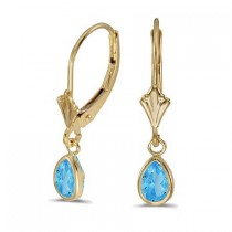 Blue Topaz Dangling Drop Lever-Back Earrings 14K Yellow Gold (1.00ct)