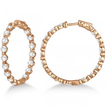 Medium Round Floating Diamond Hoop Earrings 14k Rose Gold (6.80ct)