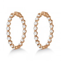 Medium Round Floating Diamond Hoop Earrings 14k Rose Gold (6.80ct)