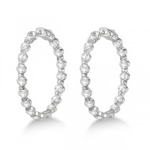 Medium Round Floating Diamond Hoop Earrings 14k White Gold (6.80ct)