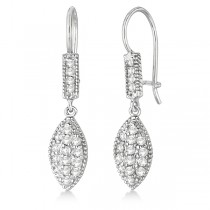 Diamond Milgrain Marquise Dangling Earrings 14K White Gold (0.65ct)