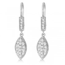 Diamond Milgrain Marquise Dangling Earrings 14K White Gold (0.65ct)