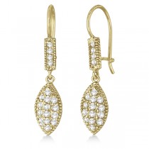 Diamond Milgrain Marquise Dangling Earrings 14K Yellow Gold (0.65ct)