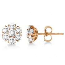 Diamond Flower Cluster Earrings in 14K Rose Gold (3.00ct)