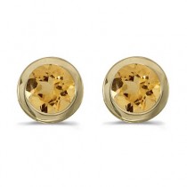 0.80ct Bezel-Set Round Citrine Stud Earrings 14k Yellow Gold
