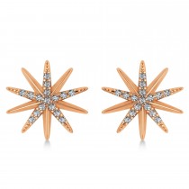 Diamond Accented Starburst Stud Earrings 14k Rose Gold (0.16ct)