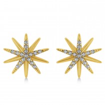 Diamond Accented Starburst Stud Earrings 14k Yellow Gold (0.16ct)