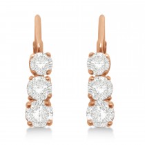 Three-Stone Leverback Lab Grown Diamond Earrings 14k Rose Gold (1.00ct)