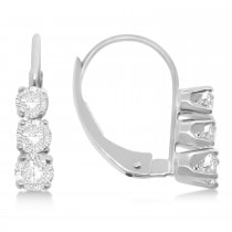 Three-Stone Leverback Lab Grown Diamond Earrings 14k White Gold (3.00ct)