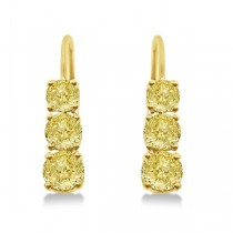 Three-Stone Leverback Yellow Diamond Earrings 14k Yellow Gold (1.00ct)