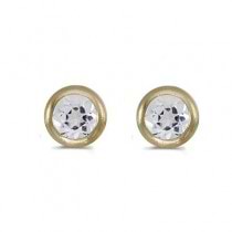 Bezel-Set Round White Topaz Stud Earrings 14k Yellow Gold (0.60ct)