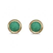 Bezel-Set Round Emerald Stud Earrings 14k Yellow Gold (0.50ctw)