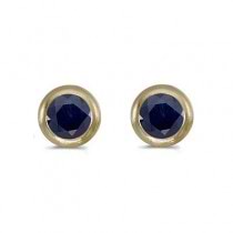 Bezel-Set Round Blue Sapphire Stud Earrings 14k Yellow Gold (0.60ctw)