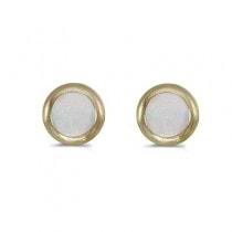 Bezel-Set Round Opal Stud Earrings 14k Yellow Gold (0.60ctw)