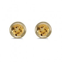 0.40ct Bezel-Set Round Citrine Stud Earrings 14k Yellow Gold