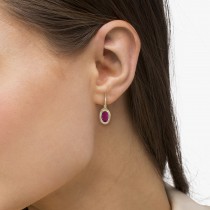 Bezel-Set Oval Ruby Lever-Back Earrings 14k Yellow Gold