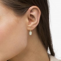 Bezel-Set Oval Opal Lever-Back Earrings 14k Yellow Gold