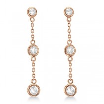 Diamond Drop Earrings Bezel-Set Dangles 14k Rose Gold (0.33ct)