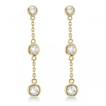 Diamond Drop Earrings Bezel-Set Dangles 14k Yellow Gold (0.25ct)