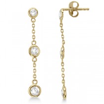 Diamond Drop Earrings Bezel-Set Dangles 14k Yellow Gold (0.33ct)