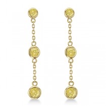 Fancy Yellow Diamond Station Drop Earrings 14k Yellow Gold (0.50ct)