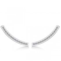 Curved Ear Cuffs Diamond Accented 14K White Gold (0.13ct)