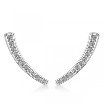 Curved Ear Cuffs with Graduating Diamonds 14K White Gold (0.22ct)