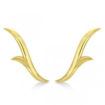 Flower Ear Cuffs Plain Metal 14k Yellow Gold
