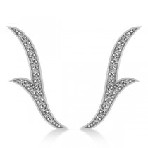Flower Ear Cuffs Diamond Accented 14k White Gold (0.25ct)