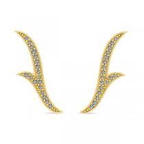 Flower Ear Cuffs Diamond Accented 14k Yellow Gold (0.25ct)