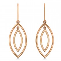 Double Marquise Dangling Earrings Plain Metal 14k Rose Gold