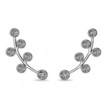 Circular Flower Ear Cuffs Diamond Accented 14k White Gold (0.26ct)