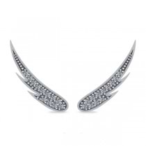 Angel Wings Ear Cuffs Diamond Accented 14K White Gold (0.24ct)