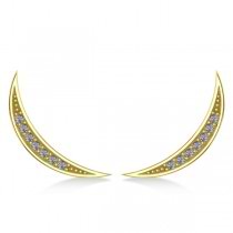 Crescent Moon Ear Cuffs Diamond Accented 14K Yellow Gold (0.14ct)