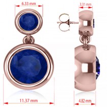 Double Blue Sapphire Gemstone Drop Earrings 14k Rose Gold (4.50ct)