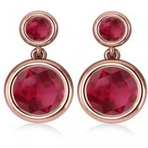 Double Ruby Bezel  Gemstone Drop Earrings 14k Rose Gold (4.50ct)