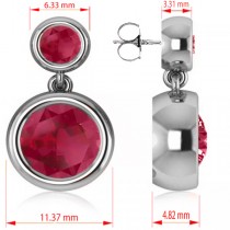 Double Ruby Bezel Gemstone Drop Earrings 14k White Gold (4.50ct)