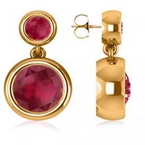 Double Ruby Bezel Gemstone Drop Earrings 14k Yellow Gold (4.50ct)