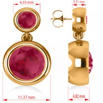 Double Ruby Bezel Gemstone Drop Earrings 14k Yellow Gold (4.50ct)