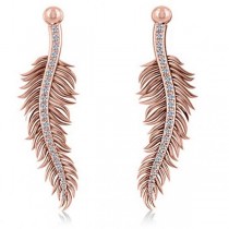 Diamond Feather Fashion Drop Earrings 14k Rose Gold (0.20ct)