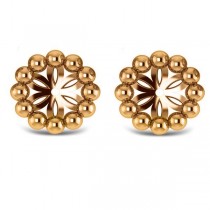 Beaded Round Earring Jackets Plain Metal 14k Yellow Gold