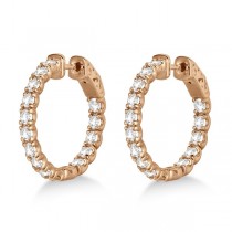 Small Round Diamond Hoop Earrings 14k Rose Gold (3.00ct)