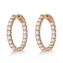 Prong-Set Medium Diamond Hoop Earrings 14k Rose Gold (5.54ct)