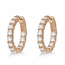 Prong-Set Small Diamond Hoop Earrings 14k Rose Gold (3.70ct)