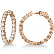 Fancy Medium Round Diamond Hoop Earrings 14k Rose Gold (7.20ct)