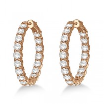 Fancy Medium Round Diamond Hoop Earrings 14k Rose Gold (7.20ct)